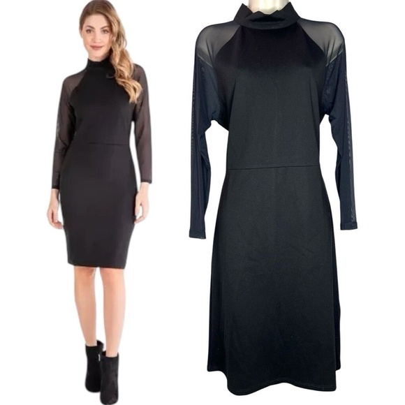 Isle by Melisa Kozen Black Mesh Sleeve Bodycon Dress Size Medium Women's $154 - Picture 1 of 11